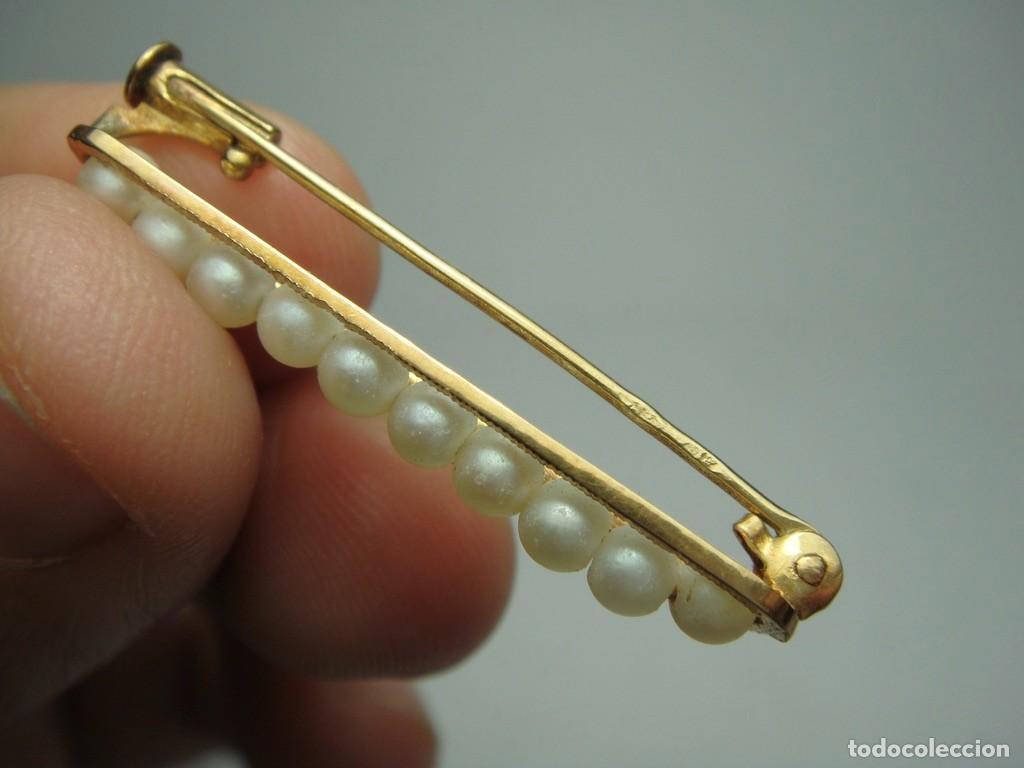 Joyeria: Broche imperdible con perlas &middot; Oro 18 k &middot; c. 1930 - Foto 2
