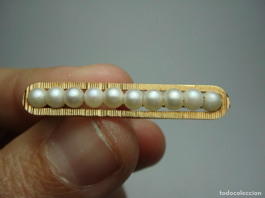 Joyeria: Broche imperdible con perlas &middot; Oro 18 k &middot; c. 1930 - Foto 3