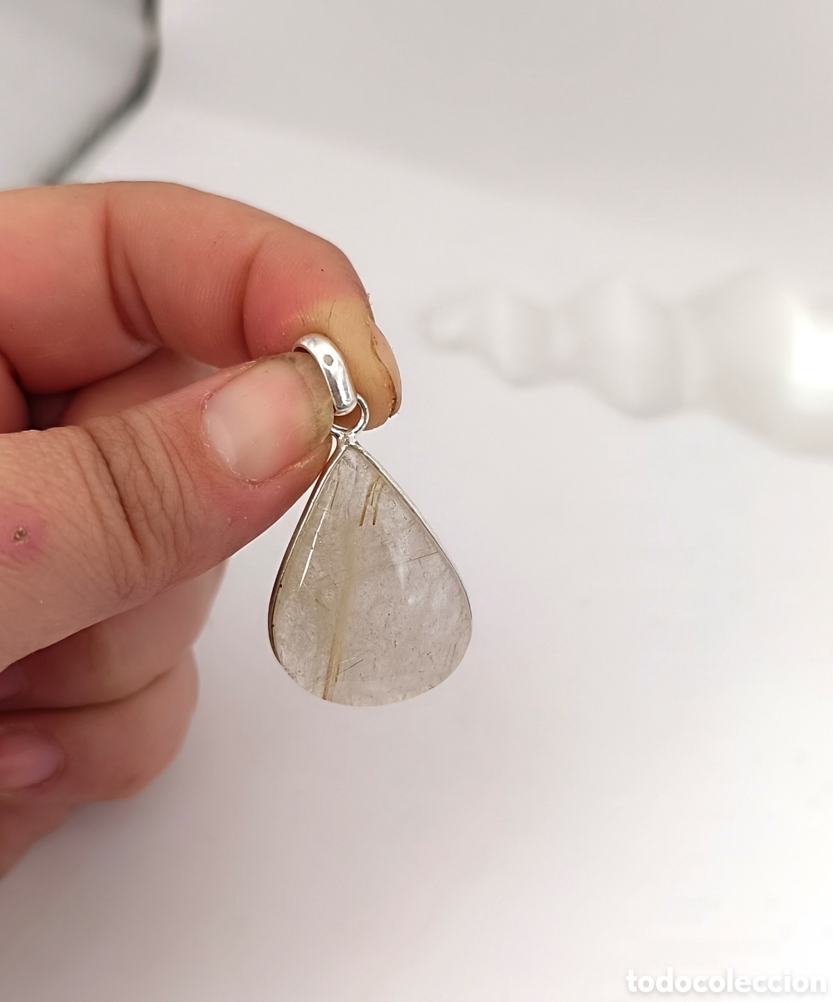 Joyeria: Collar de Cuarzo Rutilado Dorado en Plata de Ley - Foto 4