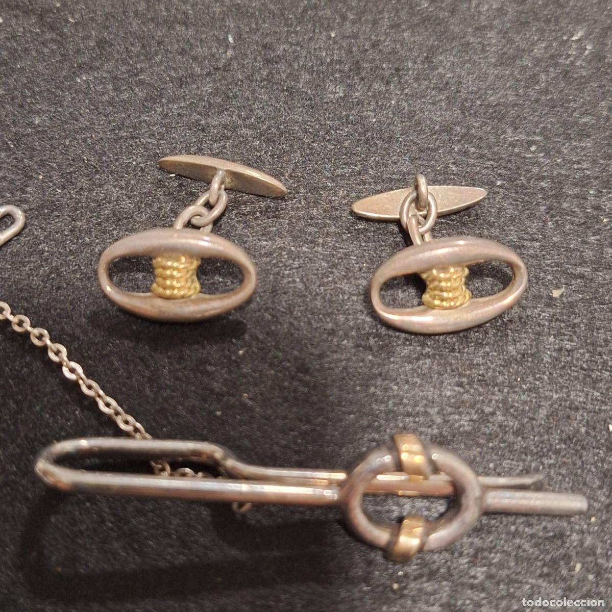 Joyeria: Gemelos y pasador en plata y oro. - Foto 2