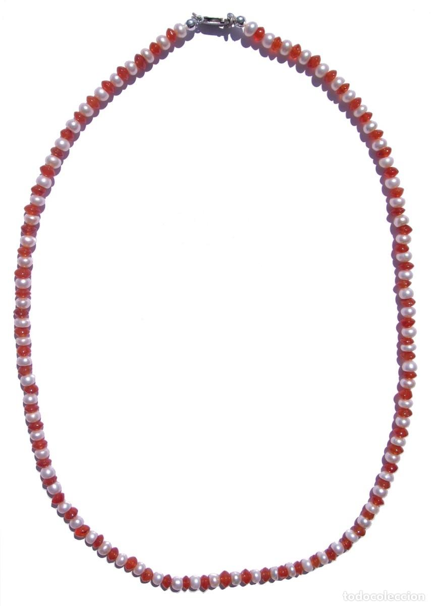 Joyeria: Collar de CARNEOLA con PERLAS, Plata - Foto 2