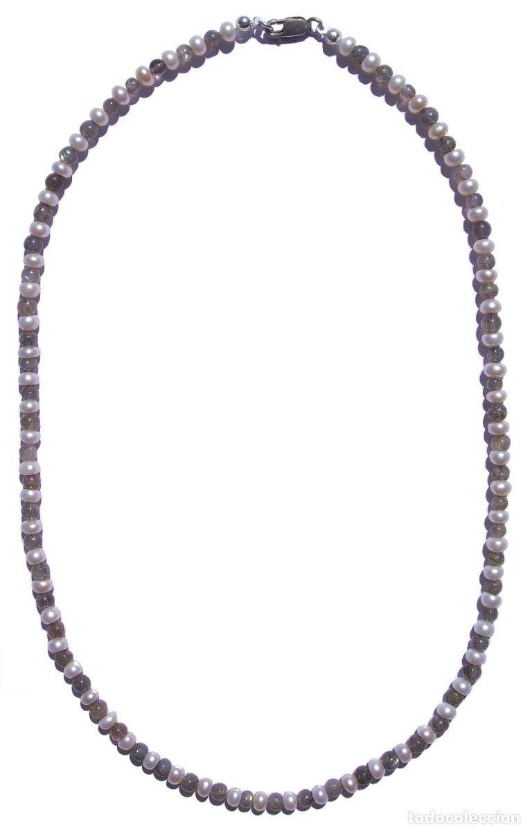 Joyeria: Collar de LABRADORITA con PERLAS, Plata - Foto 2