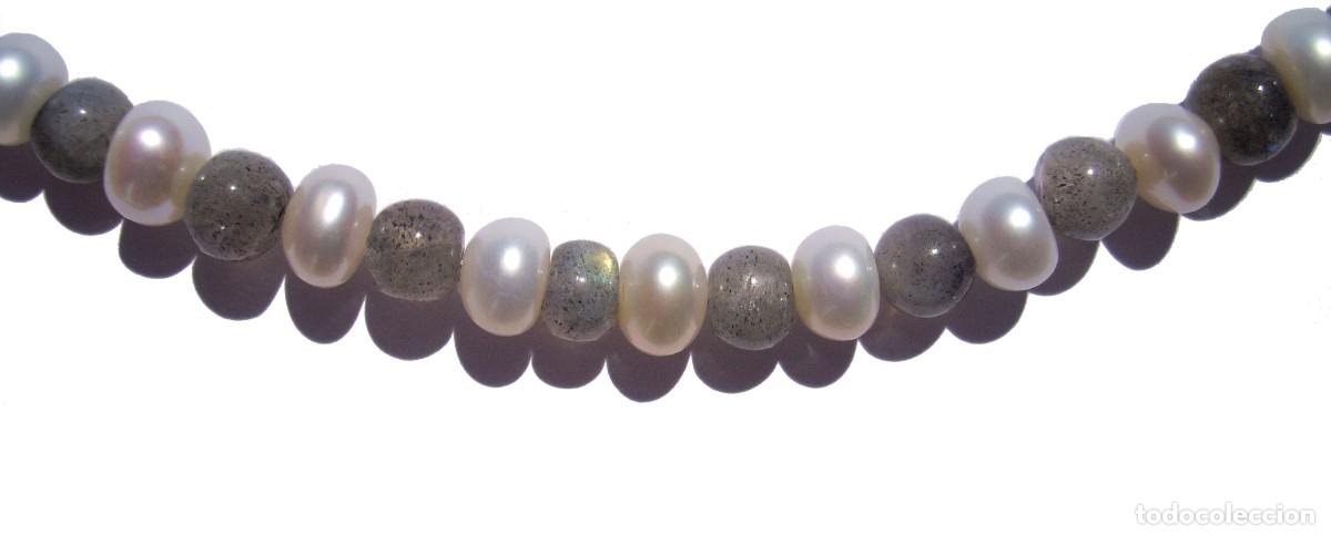 Joyeria: Collar de LABRADORITA con PERLAS, Plata - Foto 3