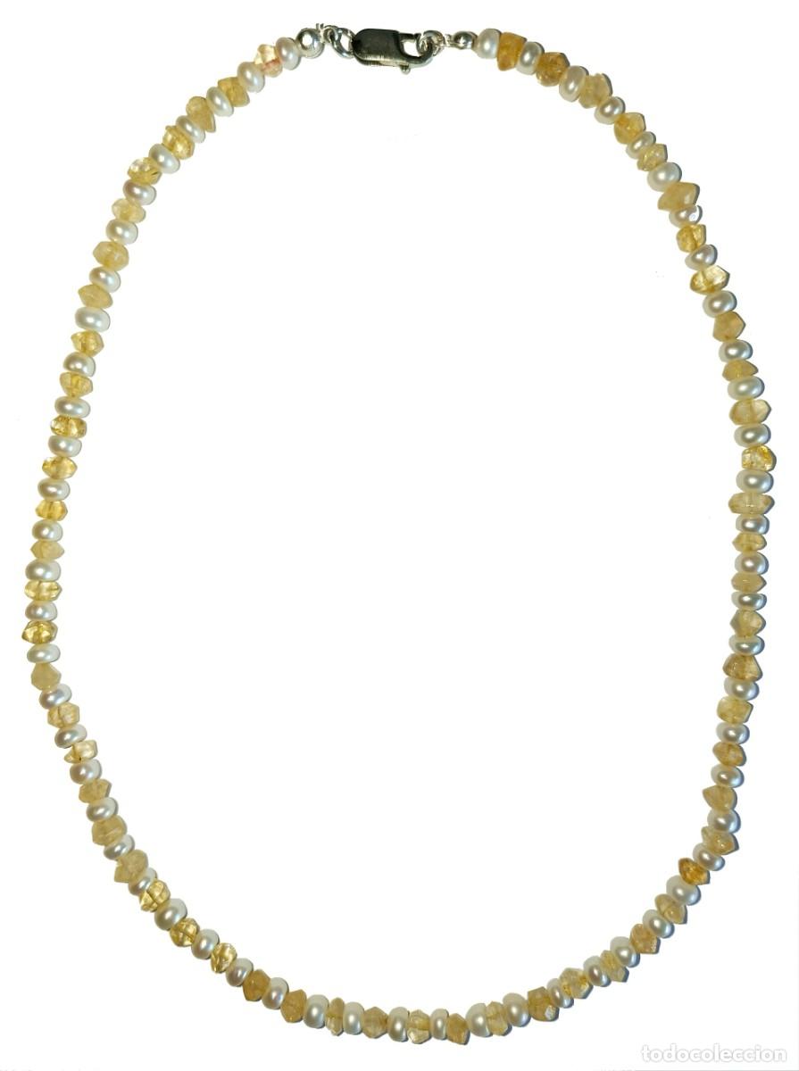 Joyeria: Collar de CUARZO CITRINO con PERLAS, Plata - Foto 2