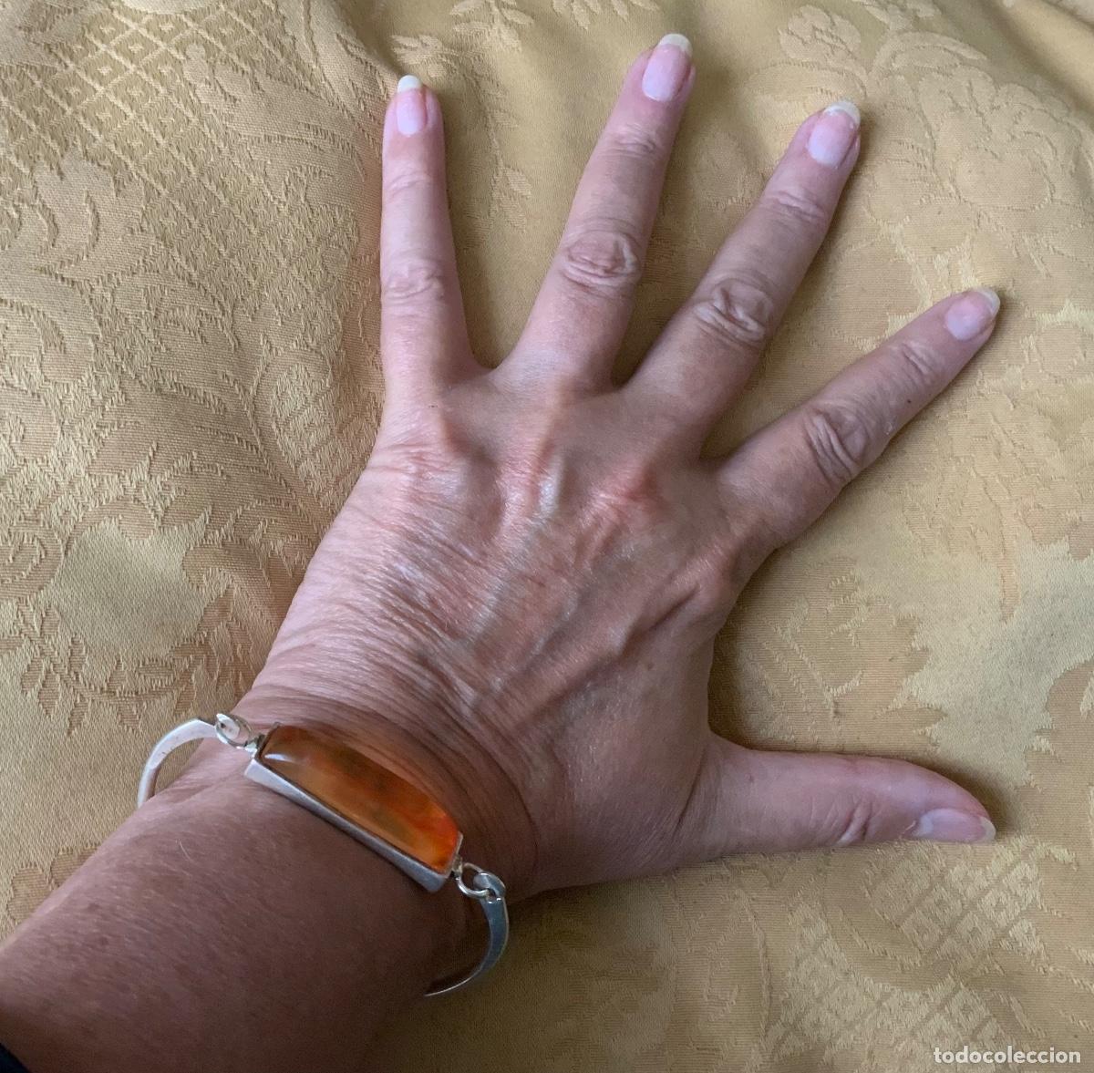 Joyeria: ANTIGUA PULSERA R&Iacute;GIDA DE &Aacute;MBAR DEL B&Aacute;LTICO Y PLATA - Foto 3