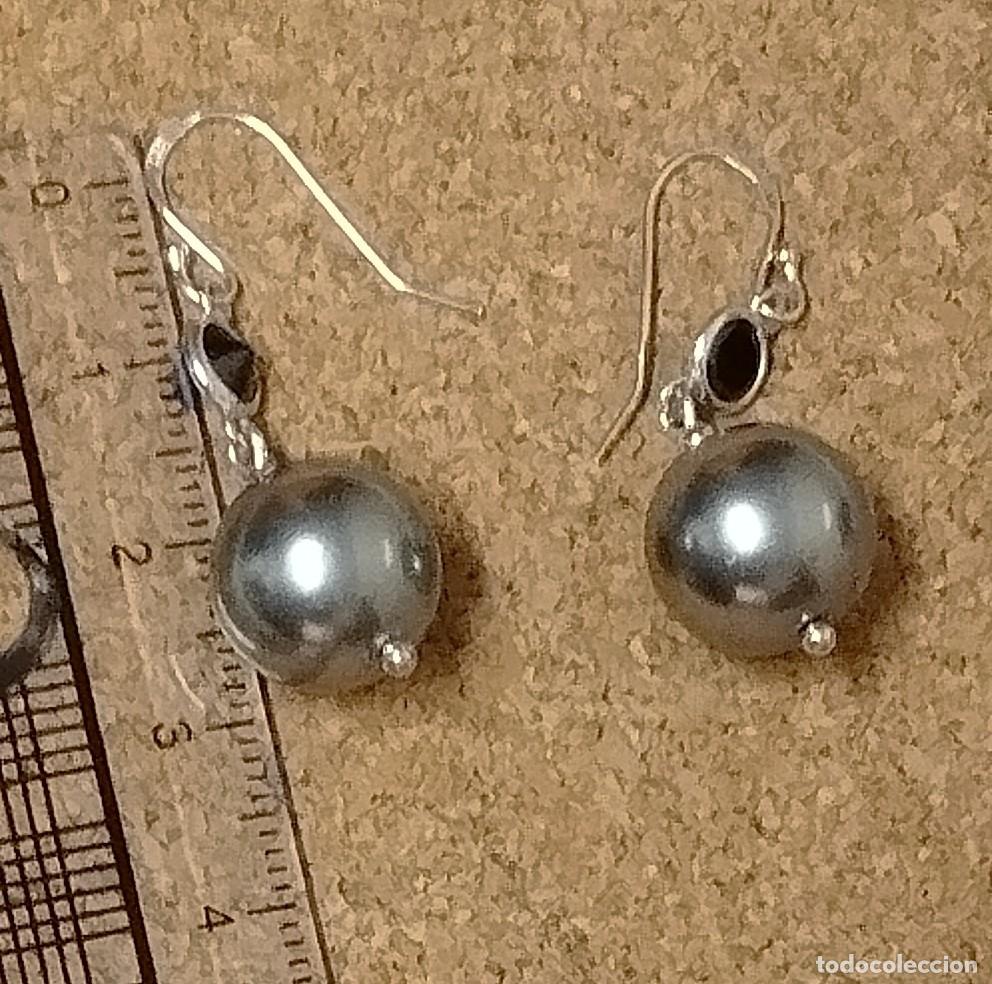 Joyeria: Pendientes Plata con perla color gris, gancho - Foto 4