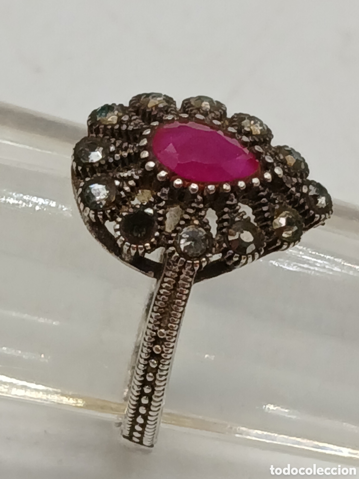 Joyeria: Anillo plata 925mls rub&iacute; y cuarzo blanco - Foto 3