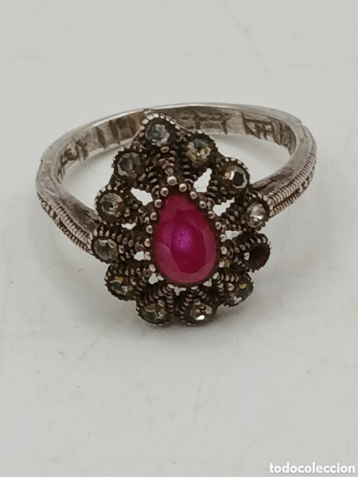 Joyeria: Anillo plata 925mls rub&iacute; y cuarzo blanco - Foto 5