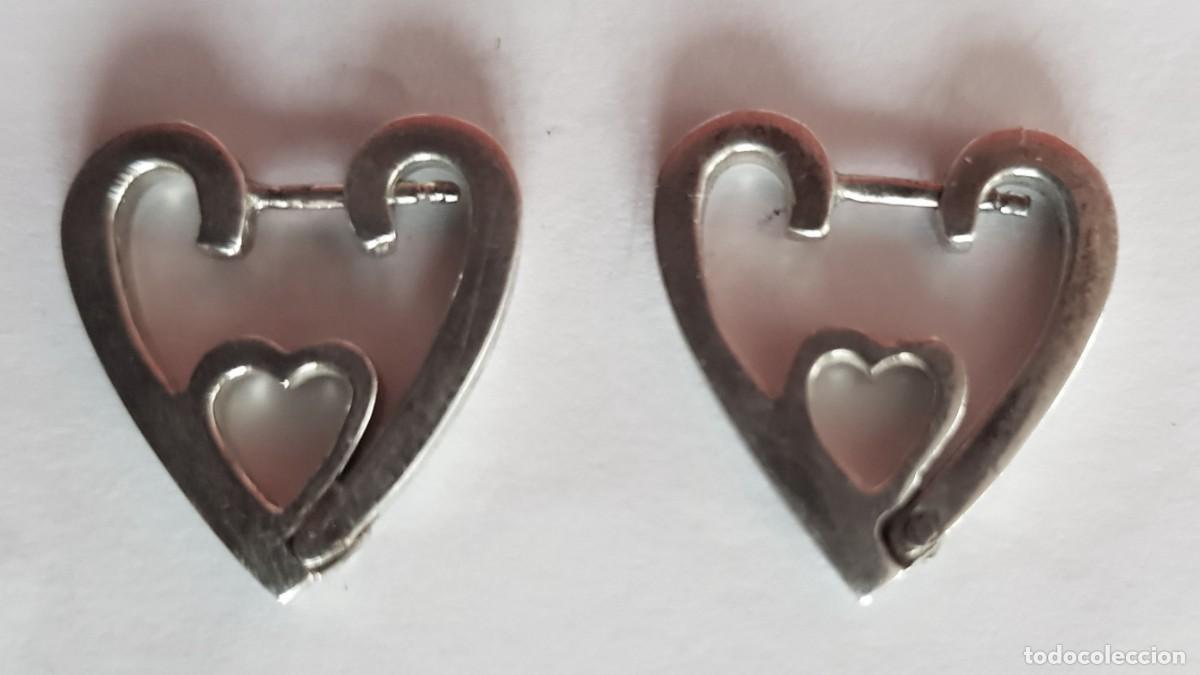 Joyeria: Argollas en plata de Ley 925 mm. con forma de coraz&oacute;n - Foto 1