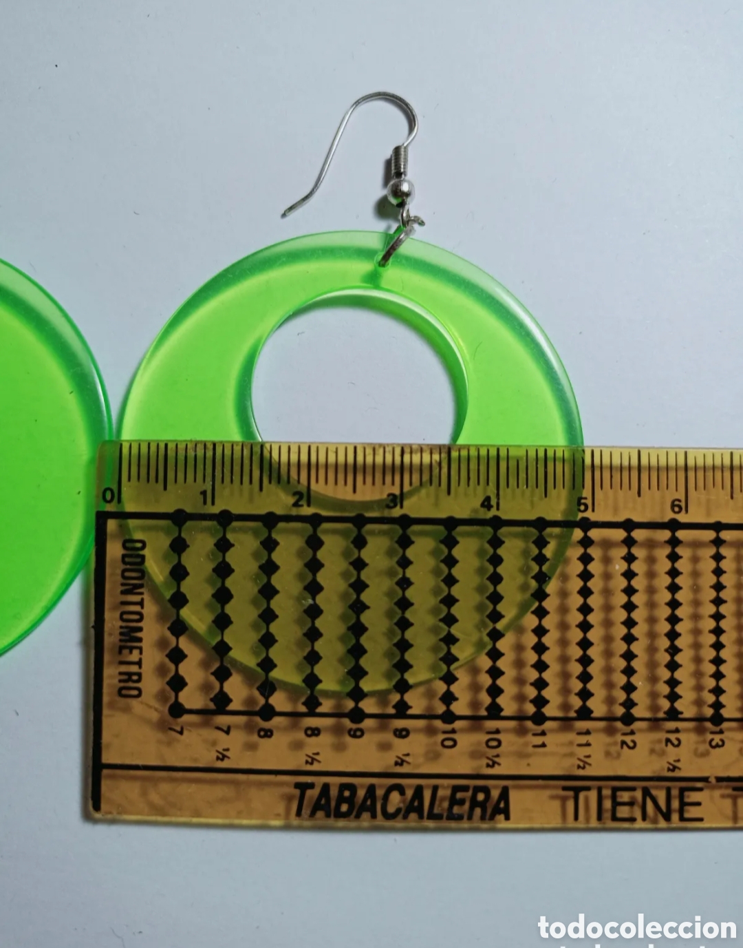 Joyeria: Pendientes flamenca aro verde fluorescente vintage - Foto 2