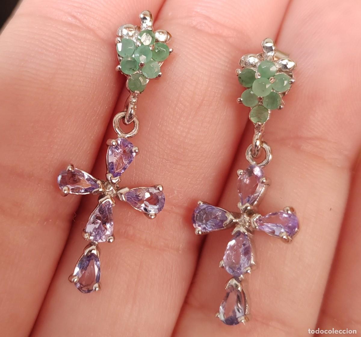 Joyeria: Pendientes con Esmeraldas y Tanzanitas naturales - Foto 1