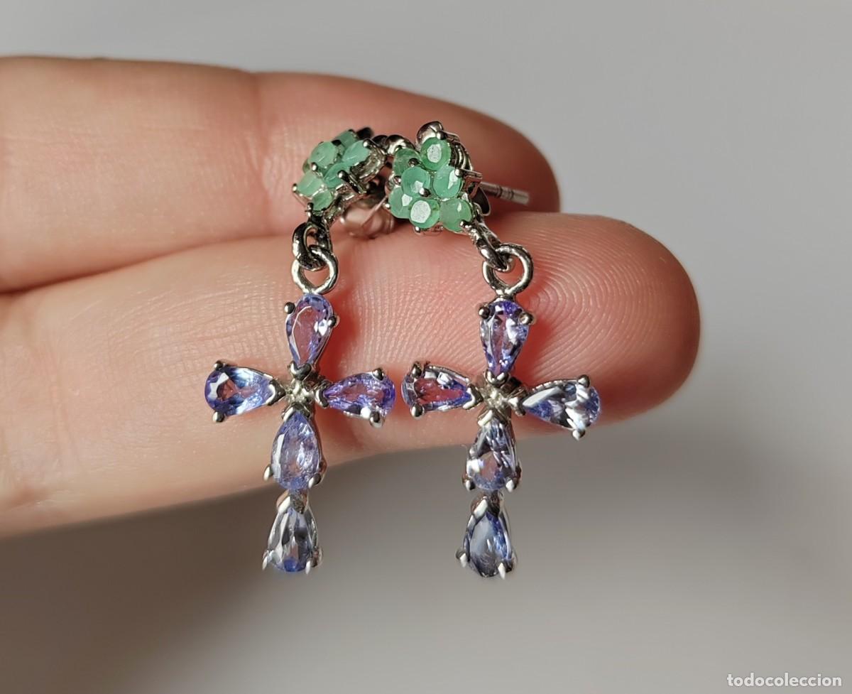 Joyeria: Pendientes con Esmeraldas y Tanzanitas naturales - Foto 5
