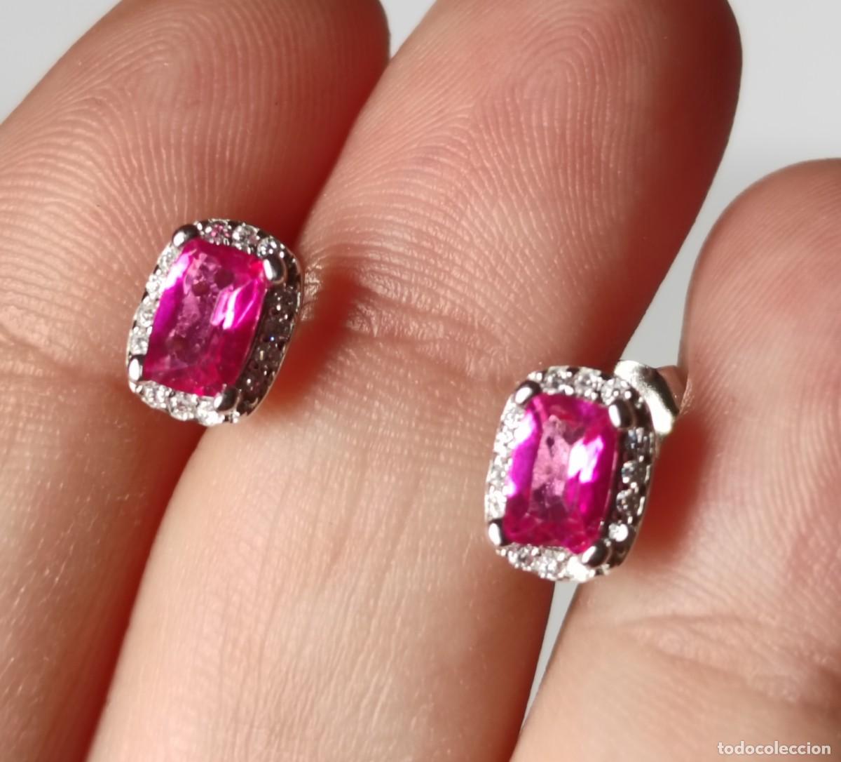 Joyeria: Pendientes con Topacios Rosas Naturales y Circonitas - Foto 1