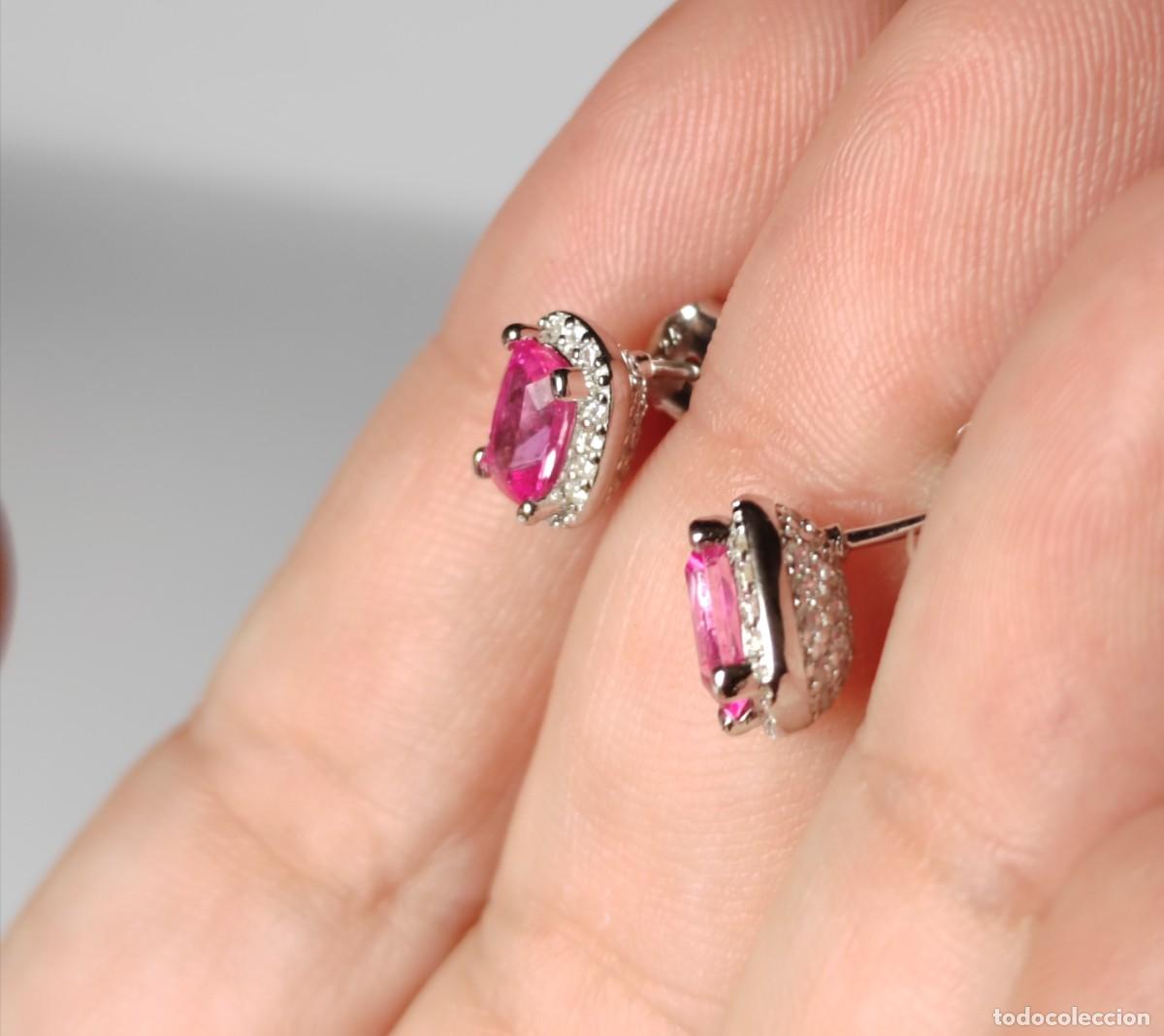 Joyeria: Pendientes con Topacios Rosas Naturales y Circonitas - Foto 2