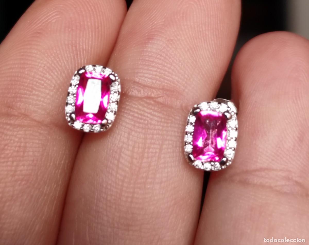 Joyeria: Pendientes con Topacios Rosas Naturales y Circonitas - Foto 3
