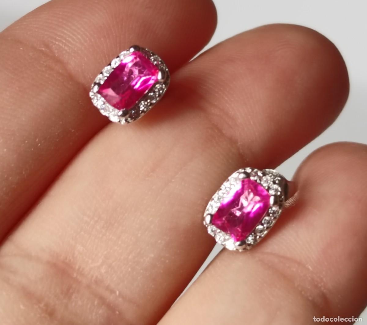 Joyeria: Pendientes con Topacios Rosas Naturales y Circonitas - Foto 4