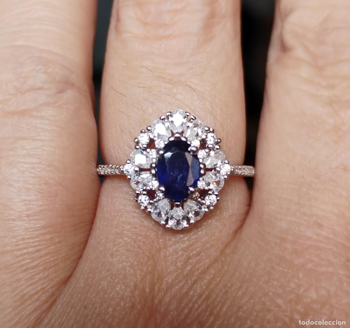 Joyeria: Anillo con Zafiro Aut&eacute;ntico y Circonitas - Foto 1