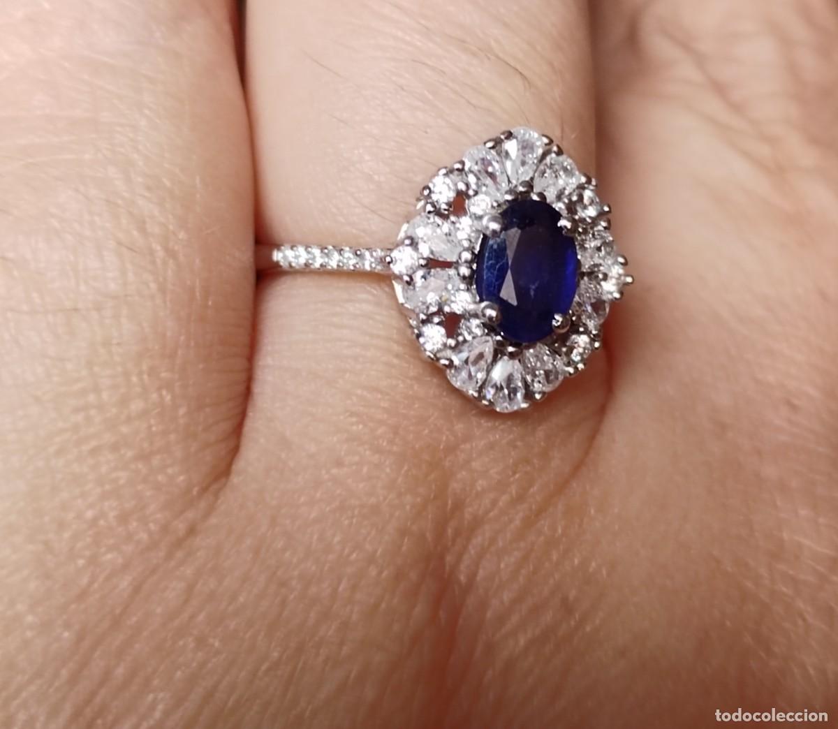 Joyeria: Anillo con Zafiro Aut&eacute;ntico y Circonitas - Foto 4