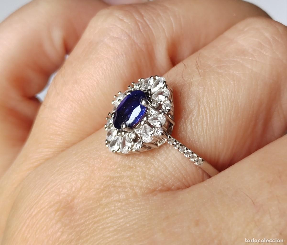Joyeria: Anillo con Zafiro Aut&eacute;ntico y Circonitas - Foto 5