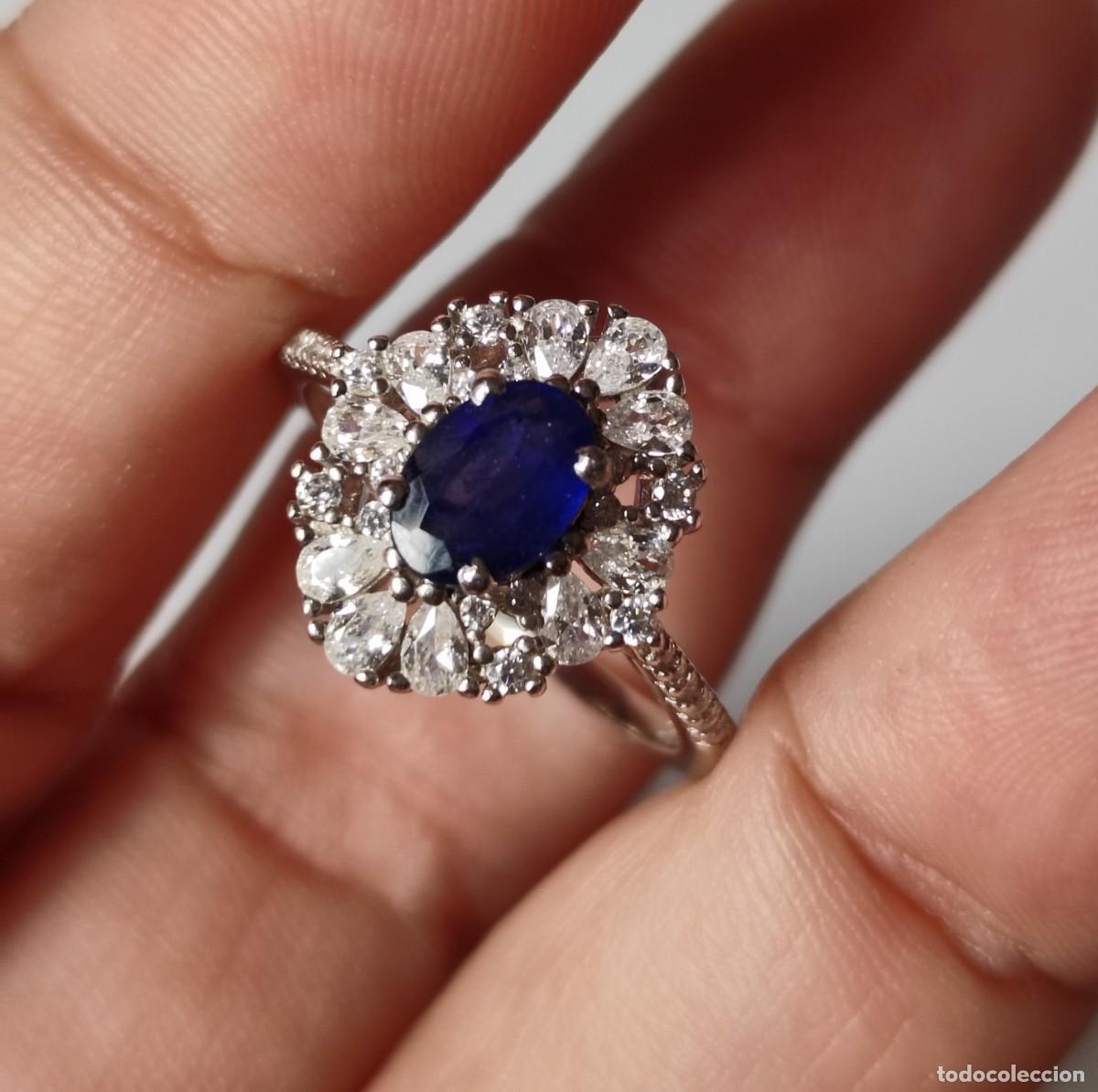 Joyeria: Anillo con Zafiro Aut&eacute;ntico y Circonitas - Foto 6