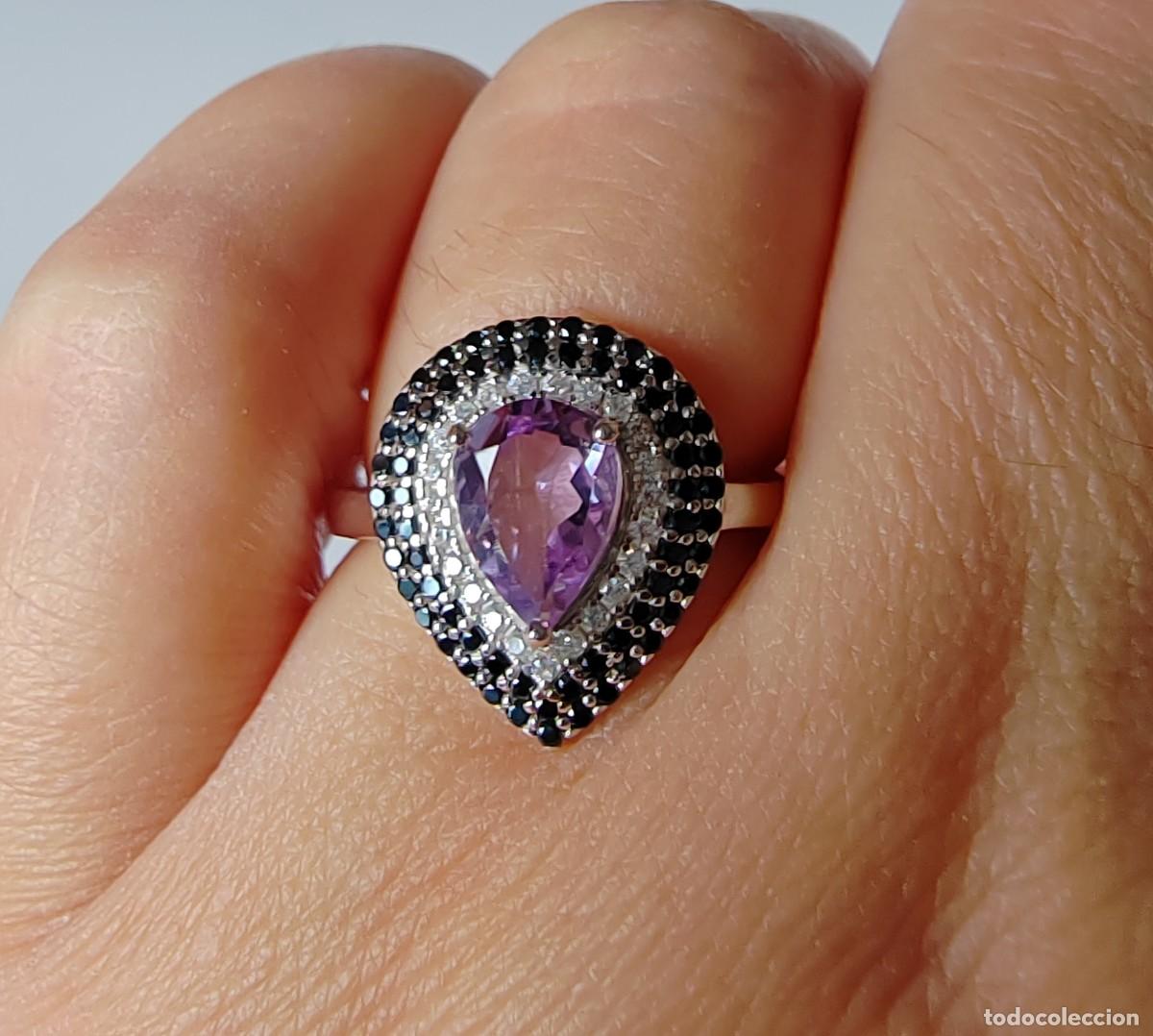 Joyeria: Anillo con Amatista y Espinelas Naturales - Foto 5