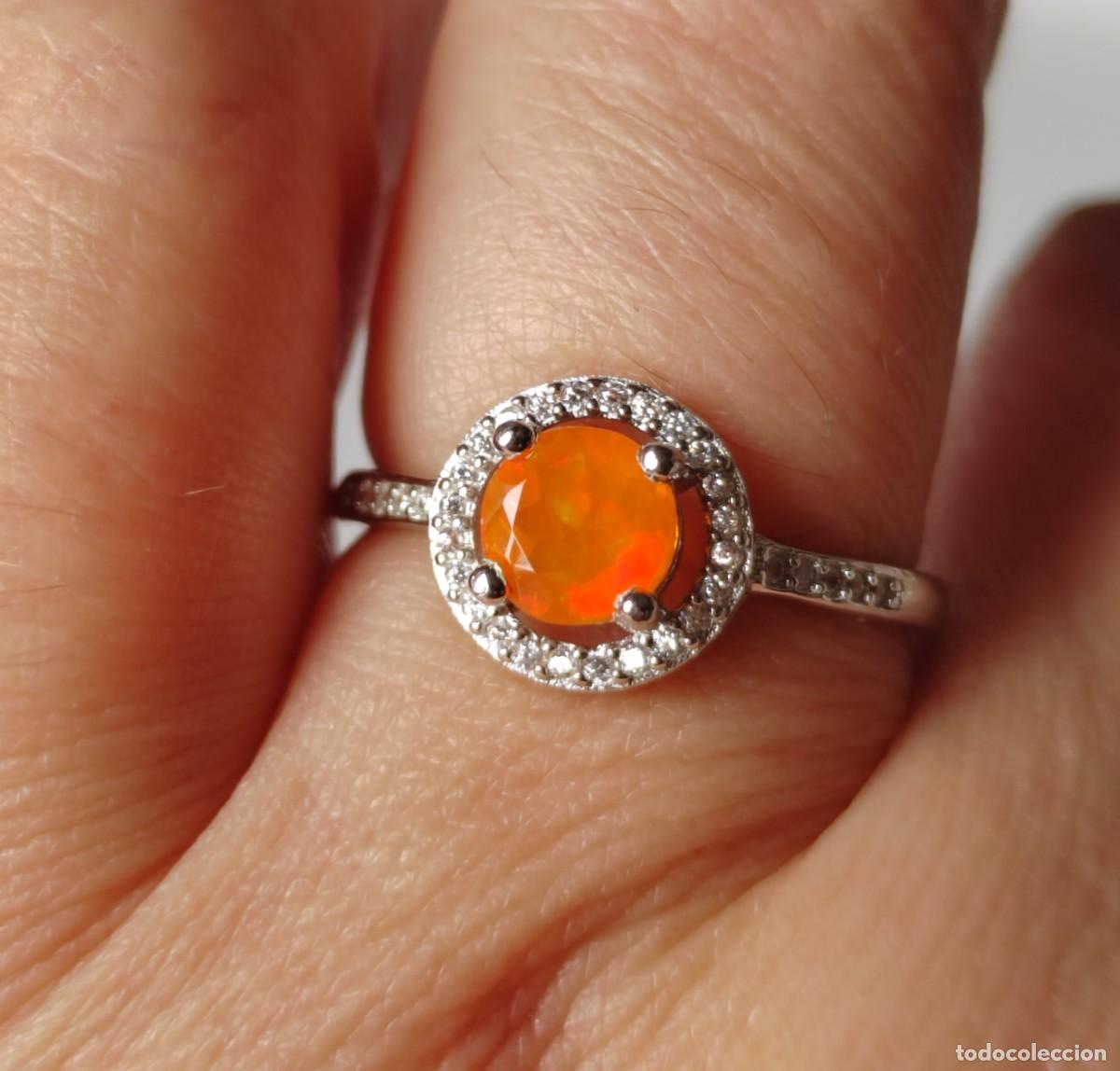 Joyeria: Anillo con &Oacute;palo Naranja y Plata de Ley - Foto 1