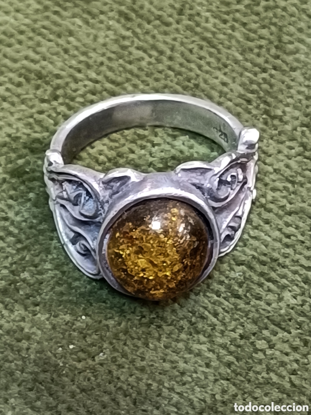 Joyeria: ANTIGUO ANILLO ELABORADO EN PLATA Y &Aacute;MBAR - Foto 2
