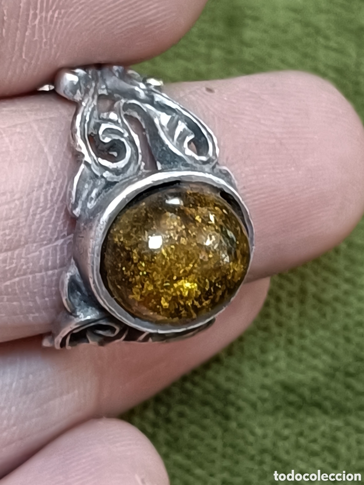 Joyeria: ANTIGUO ANILLO ELABORADO EN PLATA Y &Aacute;MBAR - Foto 3