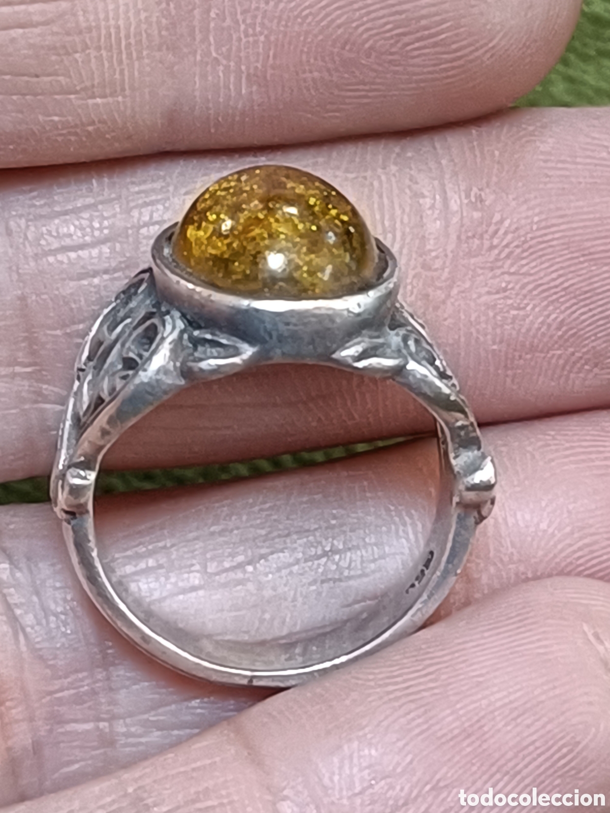 Joyeria: ANTIGUO ANILLO ELABORADO EN PLATA Y &Aacute;MBAR - Foto 4