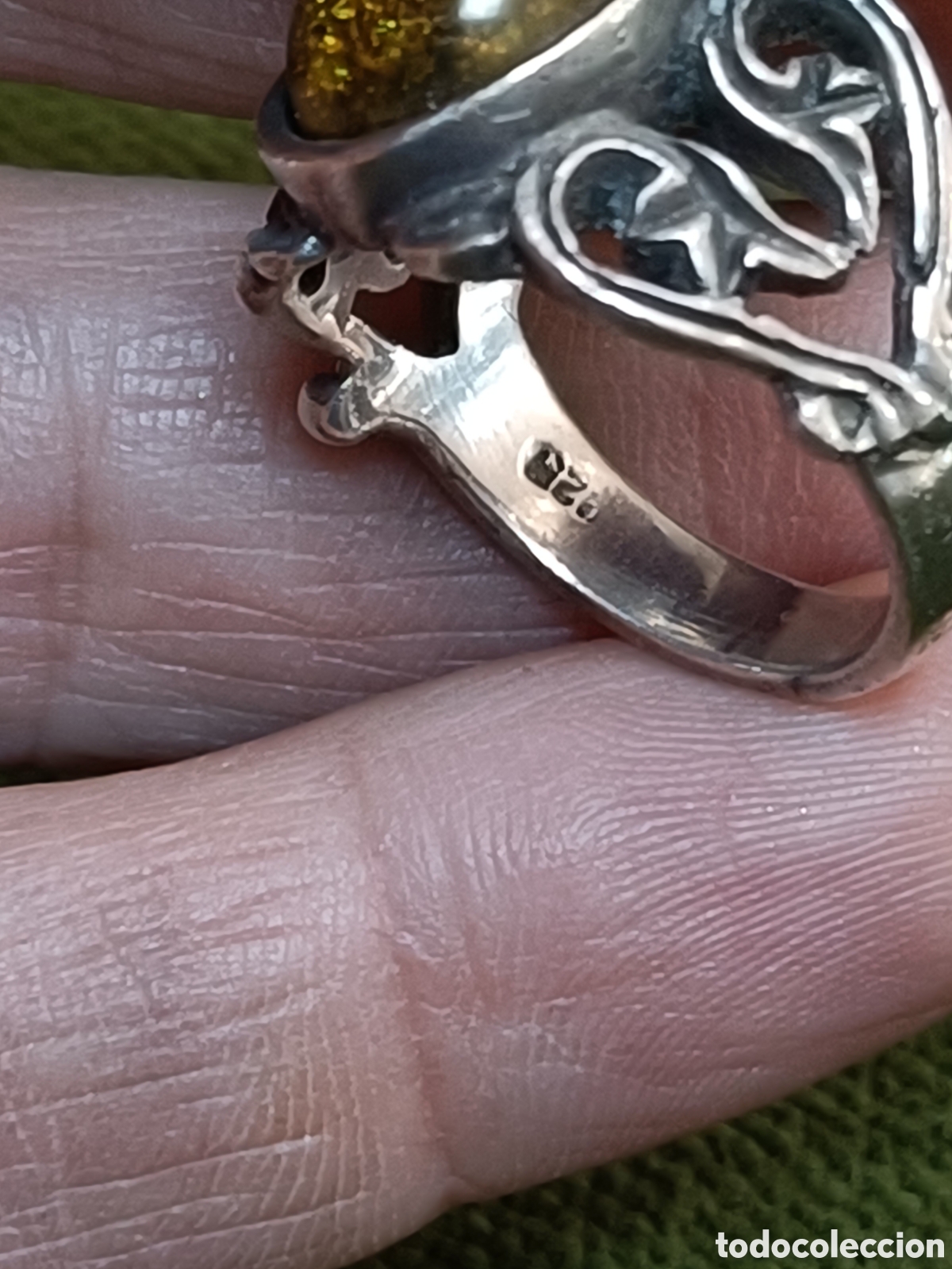 Joyeria: ANTIGUO ANILLO ELABORADO EN PLATA Y &Aacute;MBAR - Foto 5