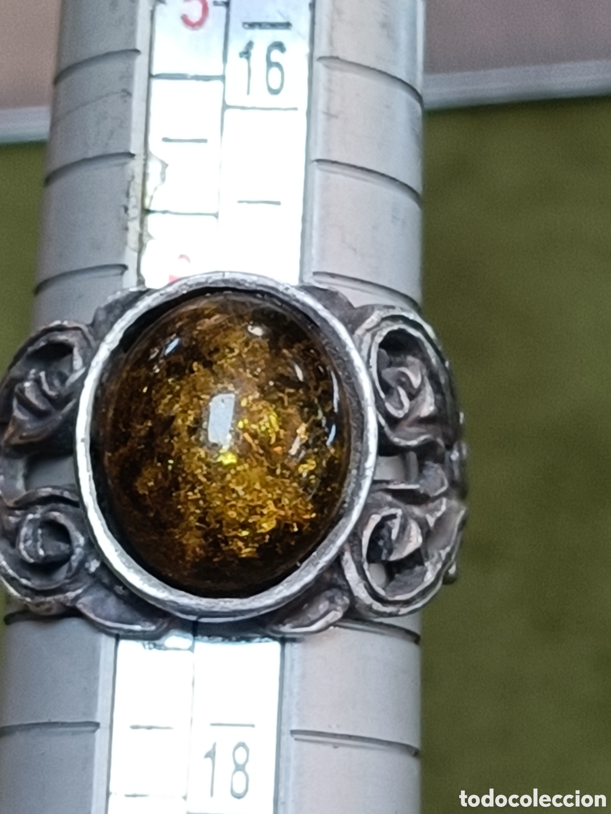 Joyeria: ANTIGUO ANILLO ELABORADO EN PLATA Y &Aacute;MBAR - Foto 7
