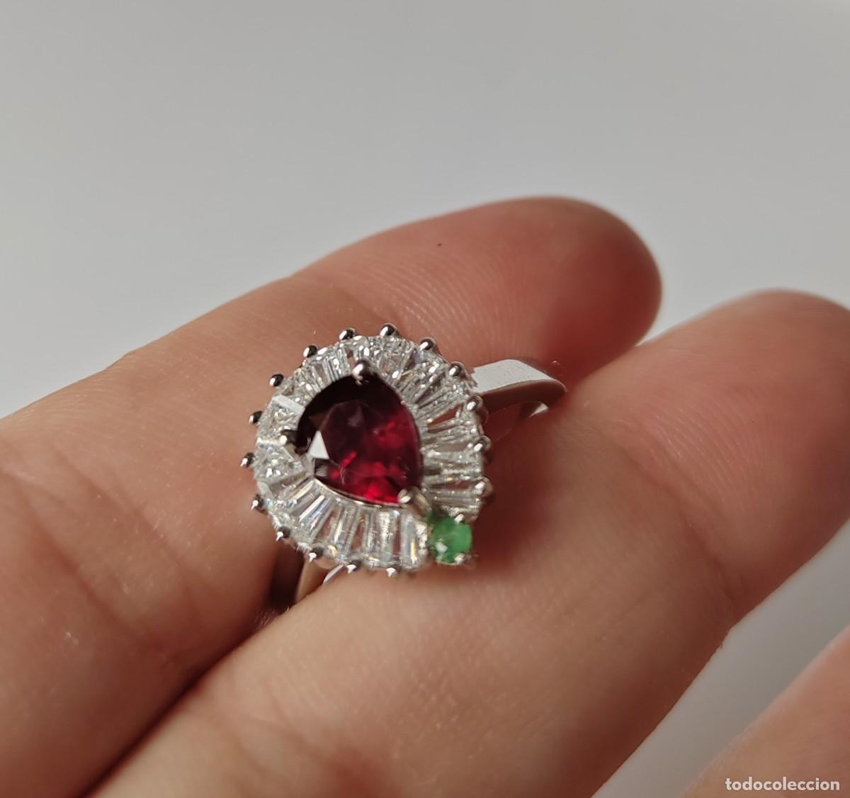 Joyeria: Anillo con Rub&iacute; y Esmeralda natural Plata de Ley - Foto 4