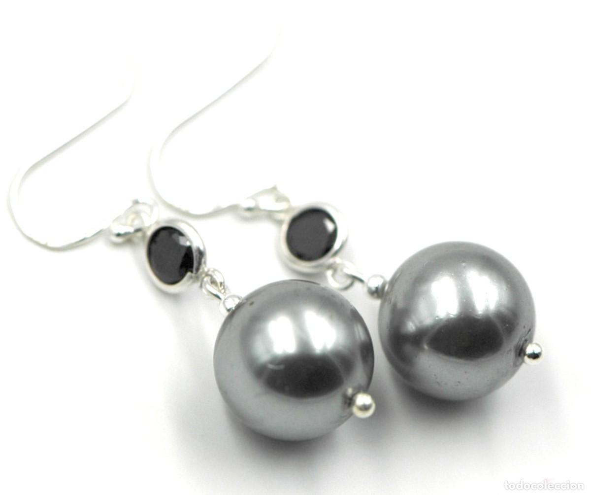 Joyeria: Pendientes Plata con perla color gris, gancho - Foto 3