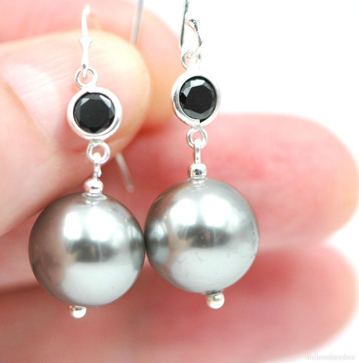 Joyeria: Pendientes Plata con perla color gris, gancho - Foto 2
