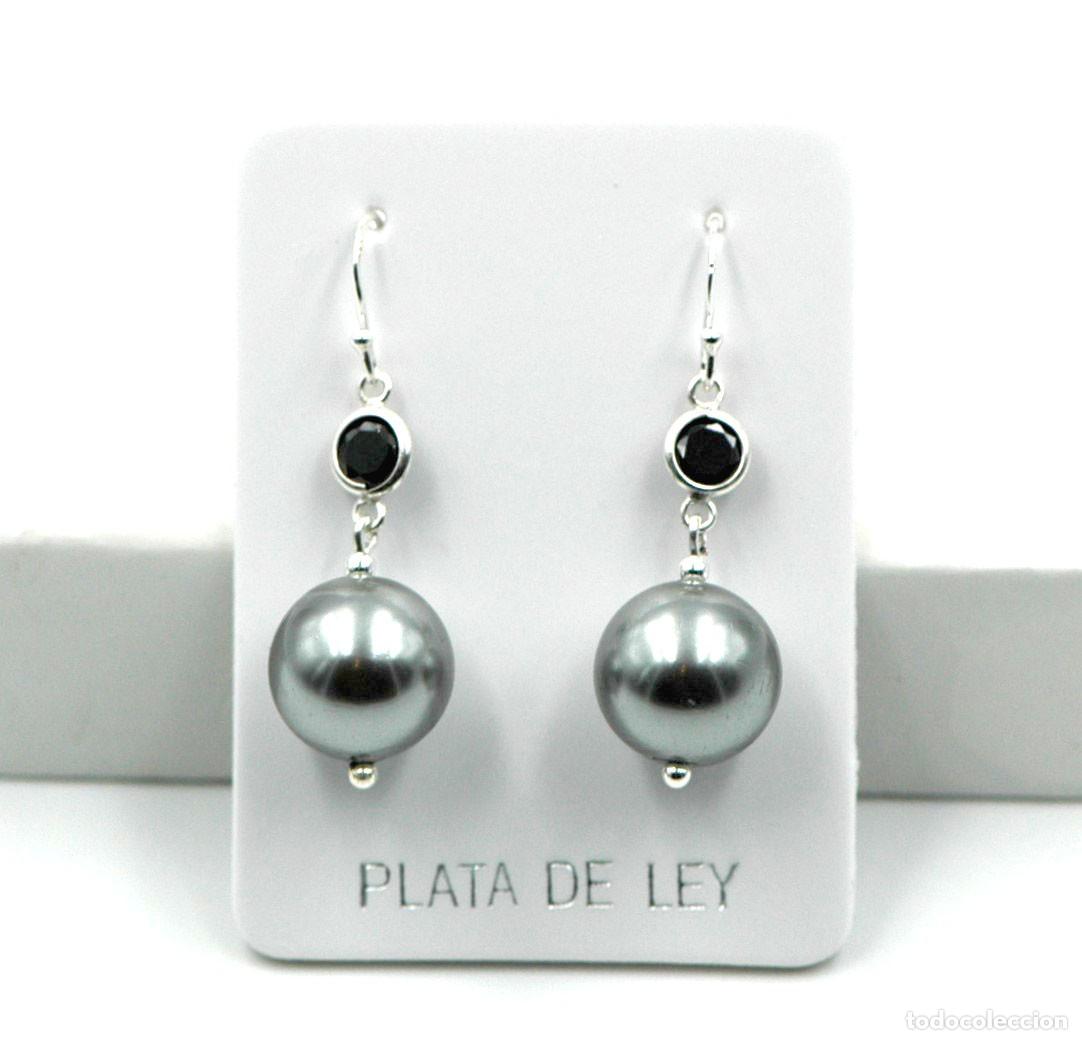 Joyeria: Pendientes Plata con perla color gris, gancho - Foto 1