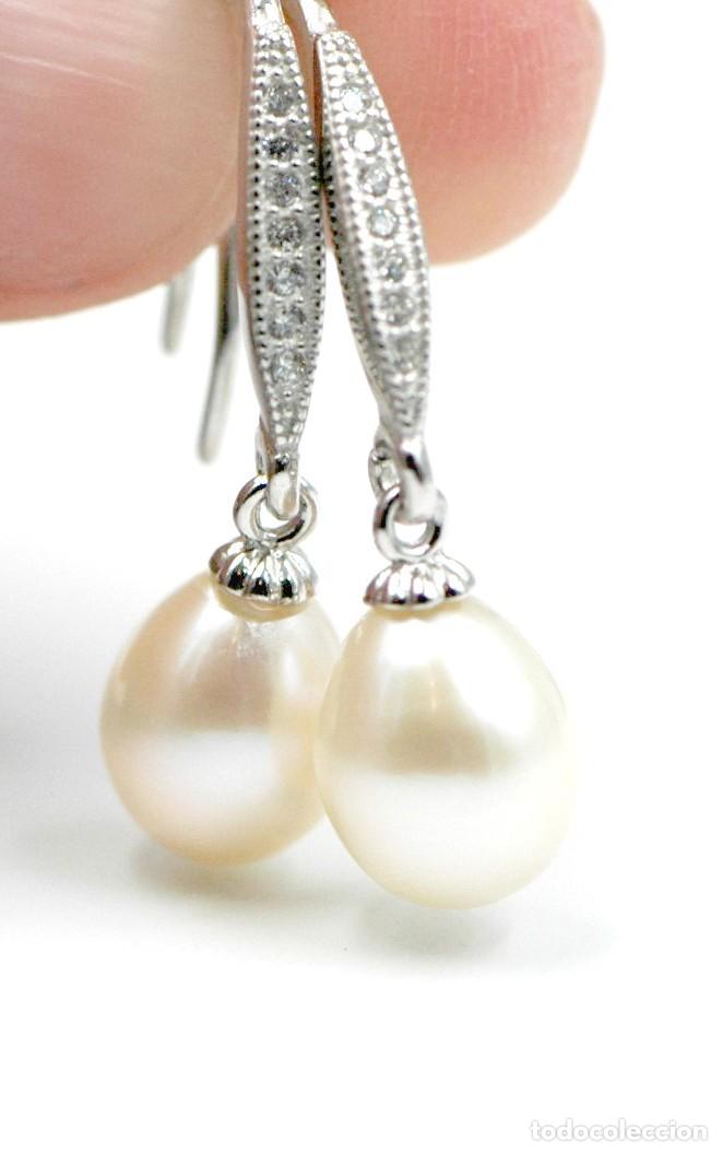 Joyeria: Pendientes Plata con perla blanca, gancho - Foto 1