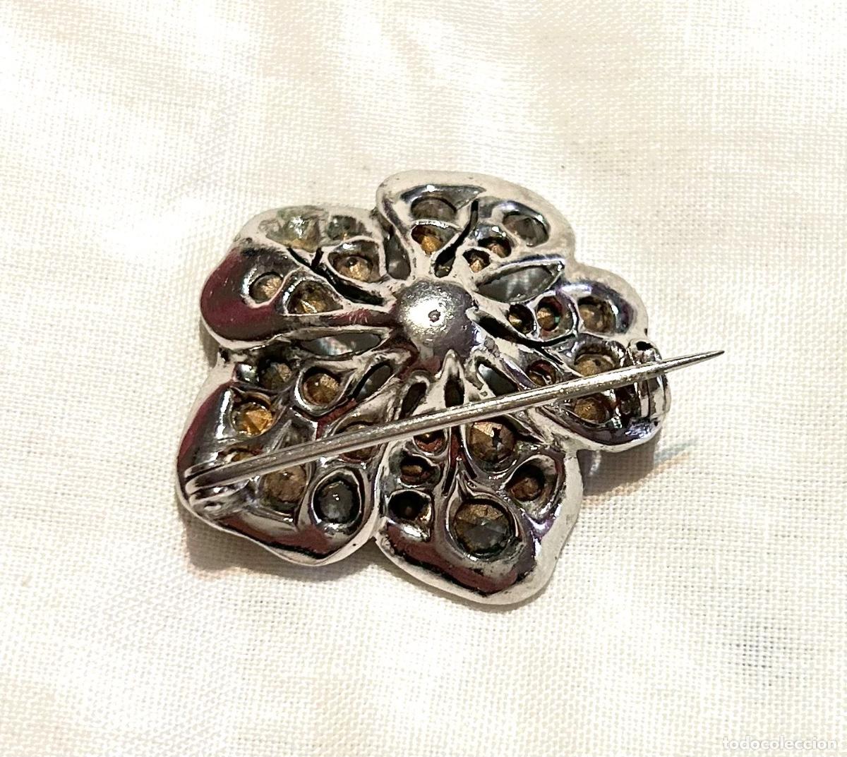 Joyeria: Broche de luto antiguo en forma de flor con perla - Foto 3