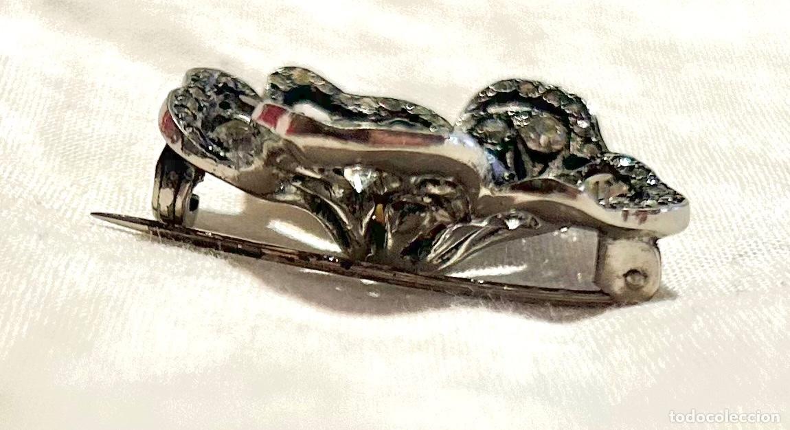 Joyeria: Broche de luto antiguo en forma de flor con perla - Foto 4