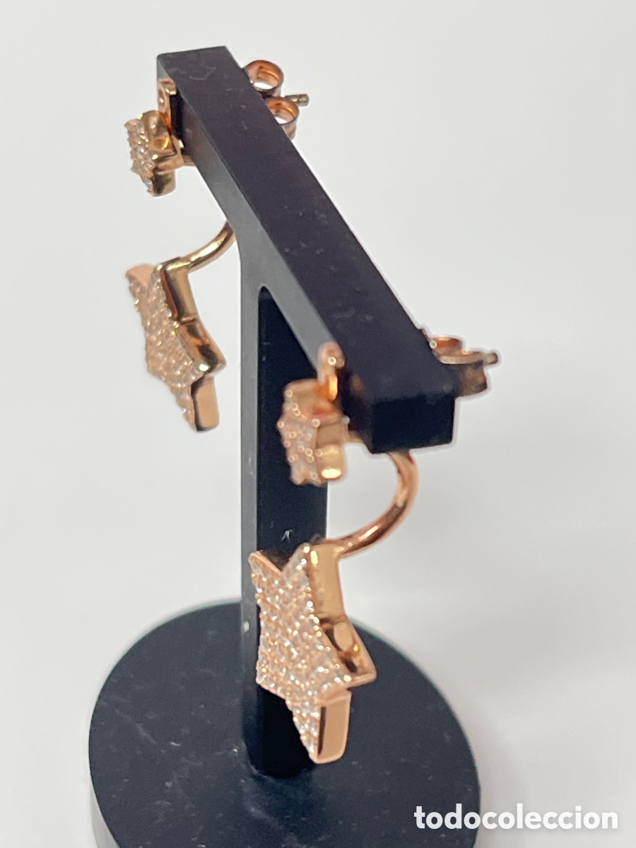 Joyeria: Pendientes de plata chapado oro rosa/P352 - Foto 2