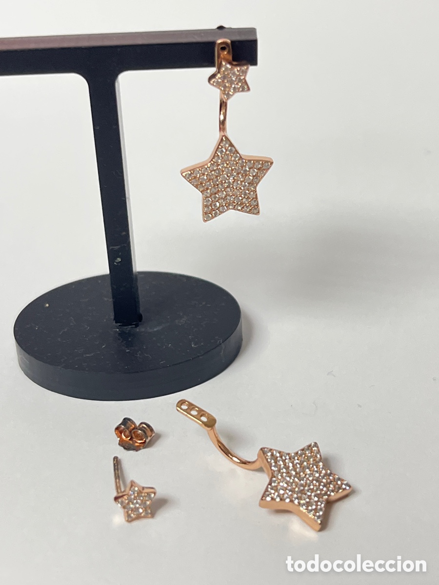 Joyeria: Pendientes de plata chapado oro rosa/P352 - Foto 6