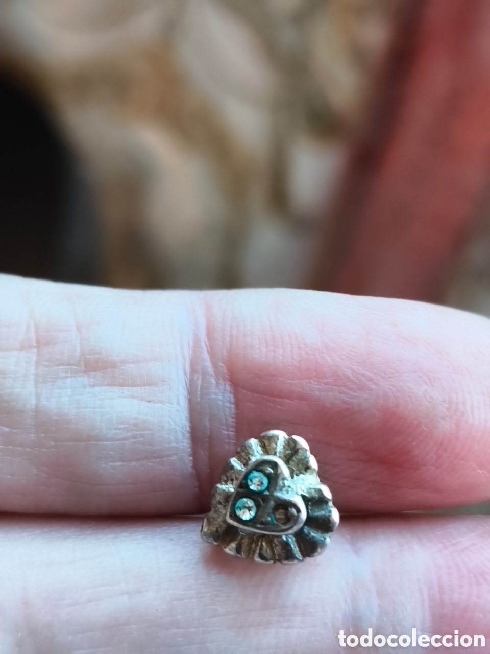 Joyeria: Antiguos pendientes de plata en forma de coraz&oacute;n con peque&ntilde;os cristales - Foto 6