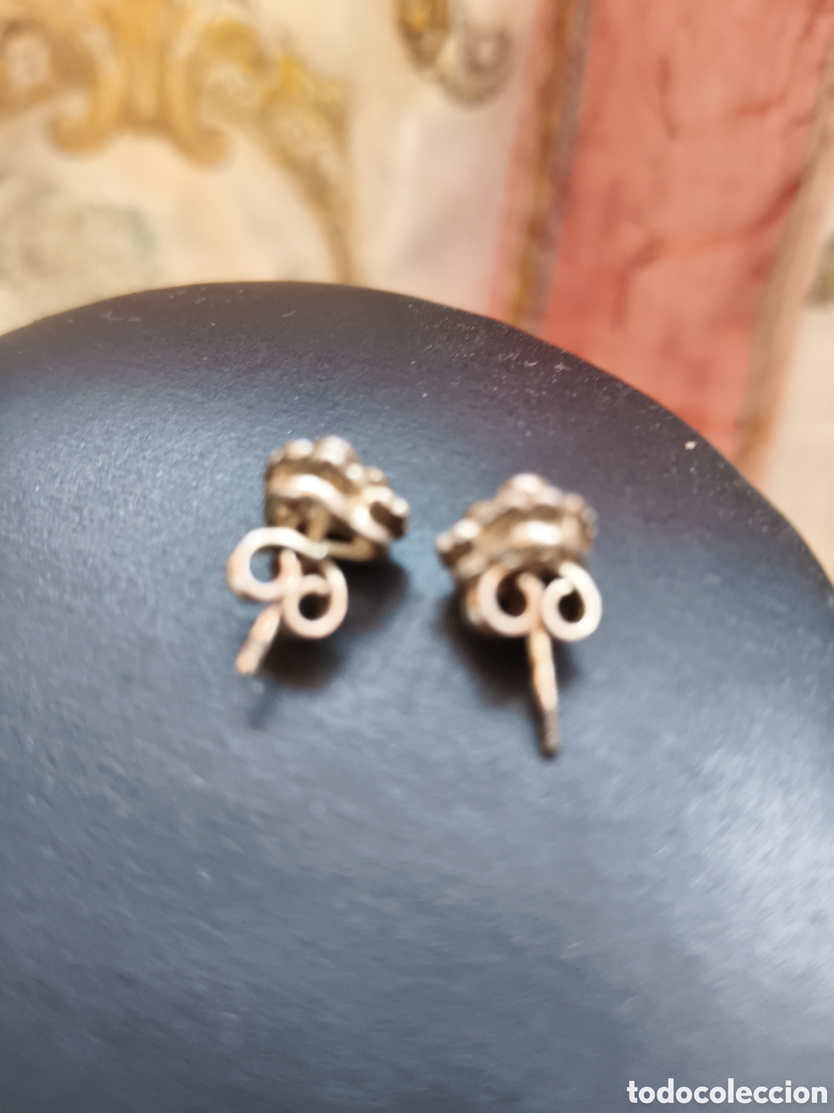 Joyeria: Antiguos pendientes de plata en forma de coraz&oacute;n con peque&ntilde;os cristales - Foto 3