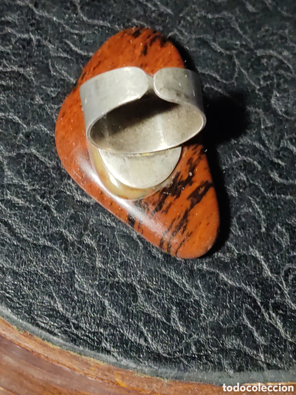 Joyeria: Anillo antiguo de plata ajustable con piedra &aacute;gata. - Foto 2