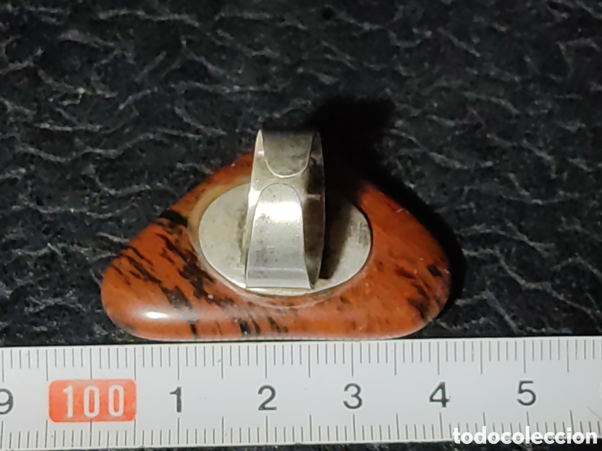 Joyeria: Anillo antiguo de plata ajustable con piedra &aacute;gata. - Foto 3