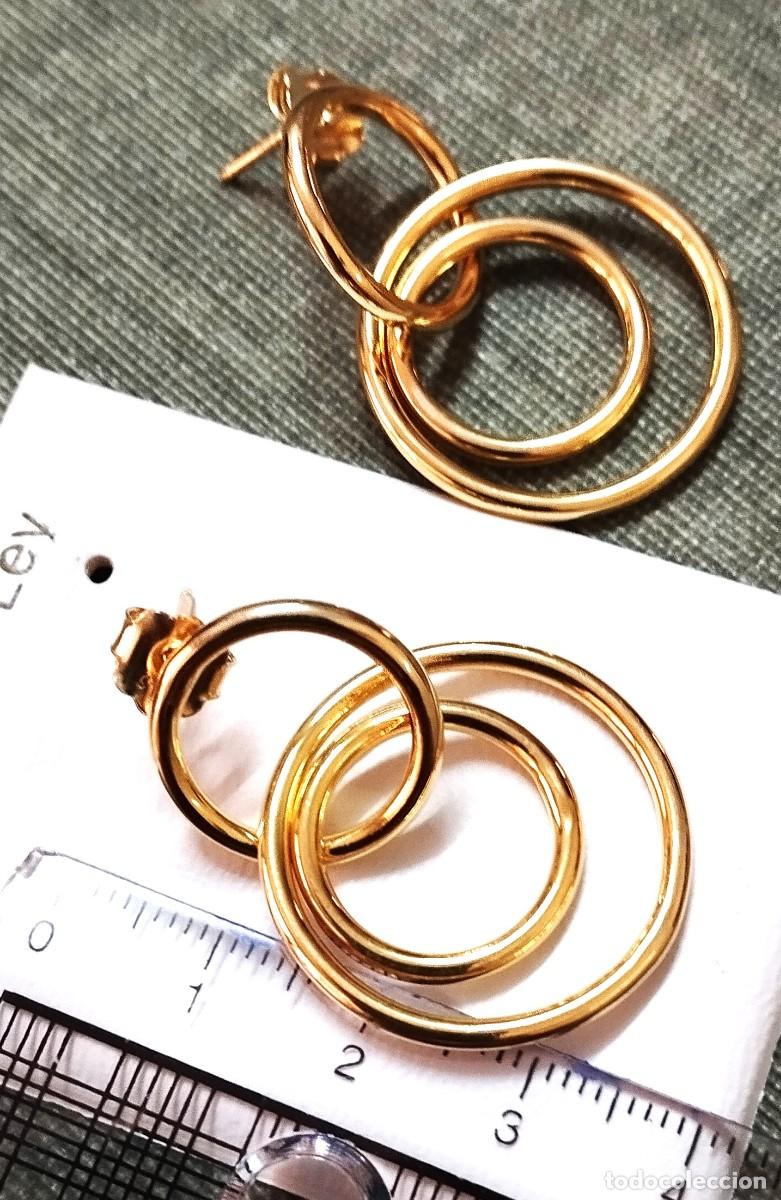Joyeria: Pendientes dise&ntilde;o c&iacute;rculos, Plata dorada - Foto 4