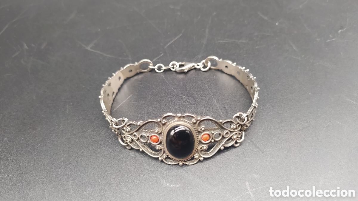 Joyeria: pulsera plata azabache y coral. - Foto 2