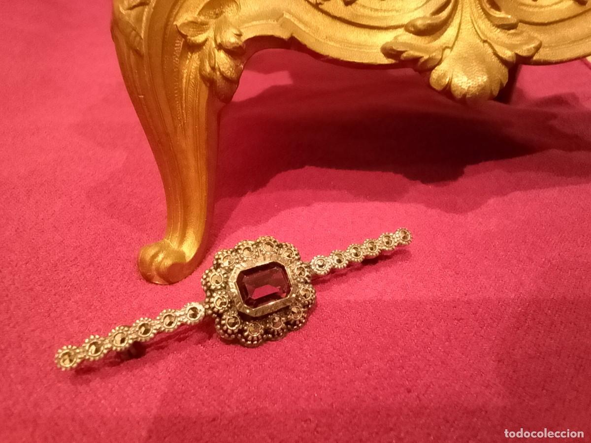 Joyeria: Antiguo Broche de Plata, Oro y Marcasitas - Foto 1