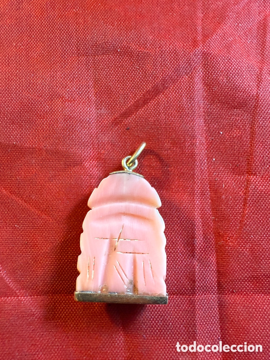 Joyeria: COLGANTE BUDA SONRIENTE DE CORAL ROSA Y ORO - Foto 2