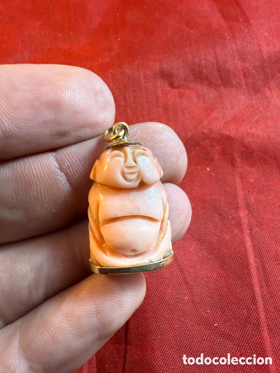 Joyeria: COLGANTE BUDA SONRIENTE DE CORAL ROSA Y ORO - Foto 5
