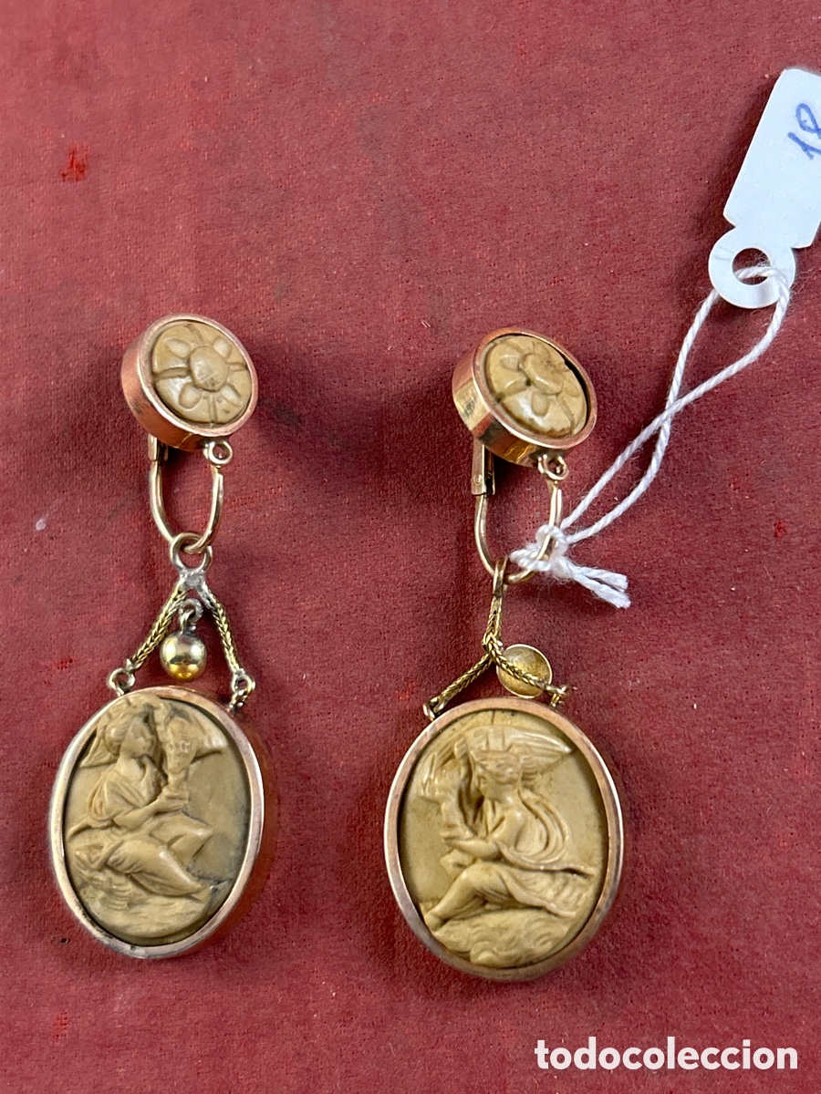 Joyeria: PENDIENTES ANTIGUOS DE ORO CON CAMAFEOS - Foto 2
